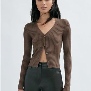 Aritzia Wilfred Manila Cardigan in Carmelized Walnut, Size XS